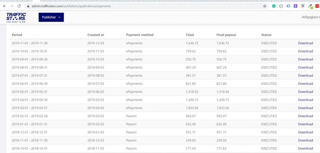trafficstars payment proof